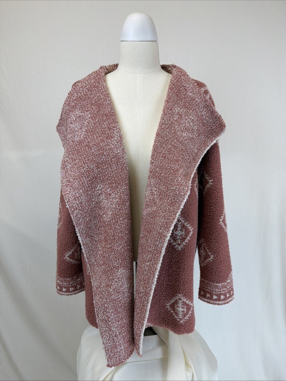 NWT Miss Me "Aztec" Light Red Ultra Soft Long Open Cardigan Sweater SMALL #0687